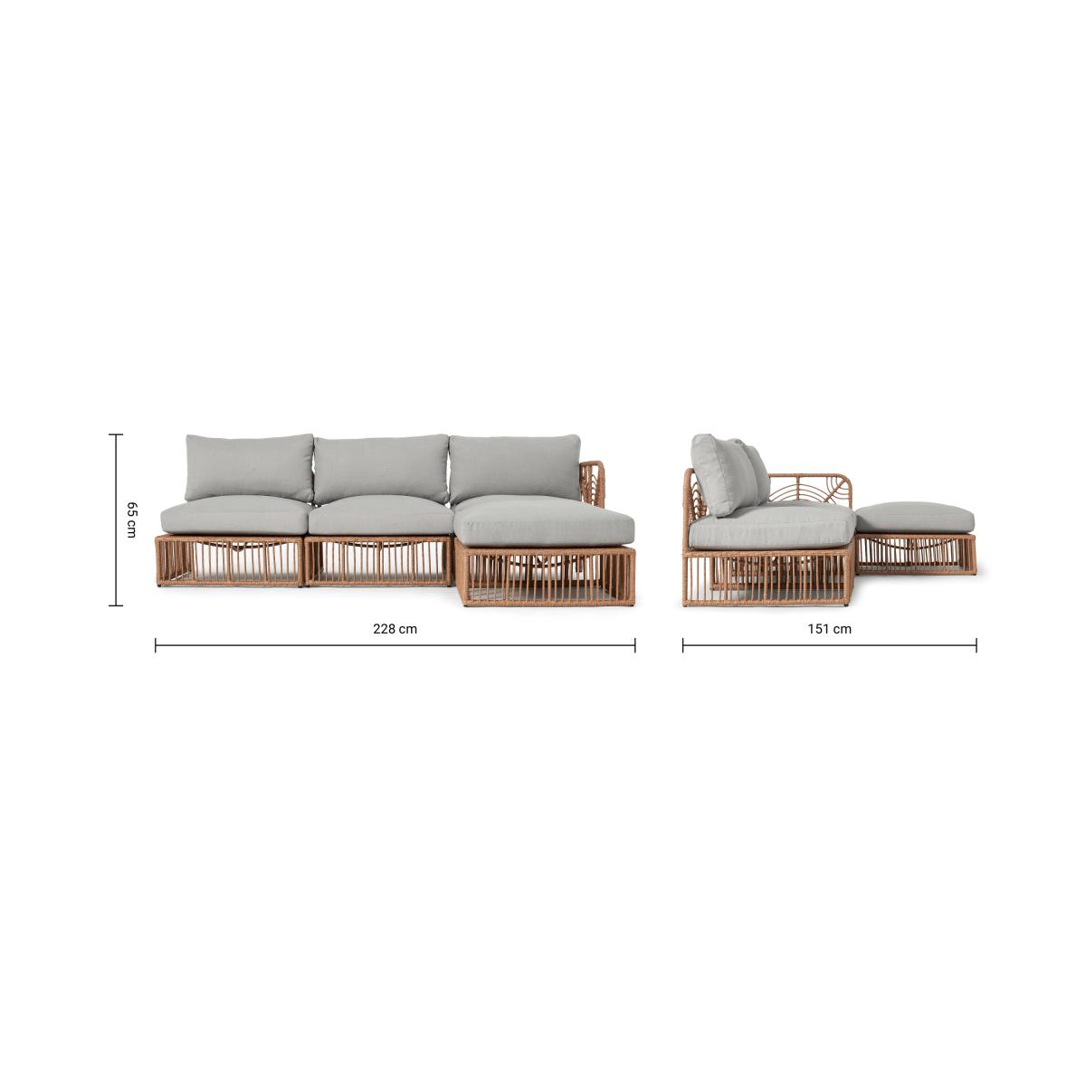 Nairi Garden Corner Modular Sofa, Light Grey – image 8