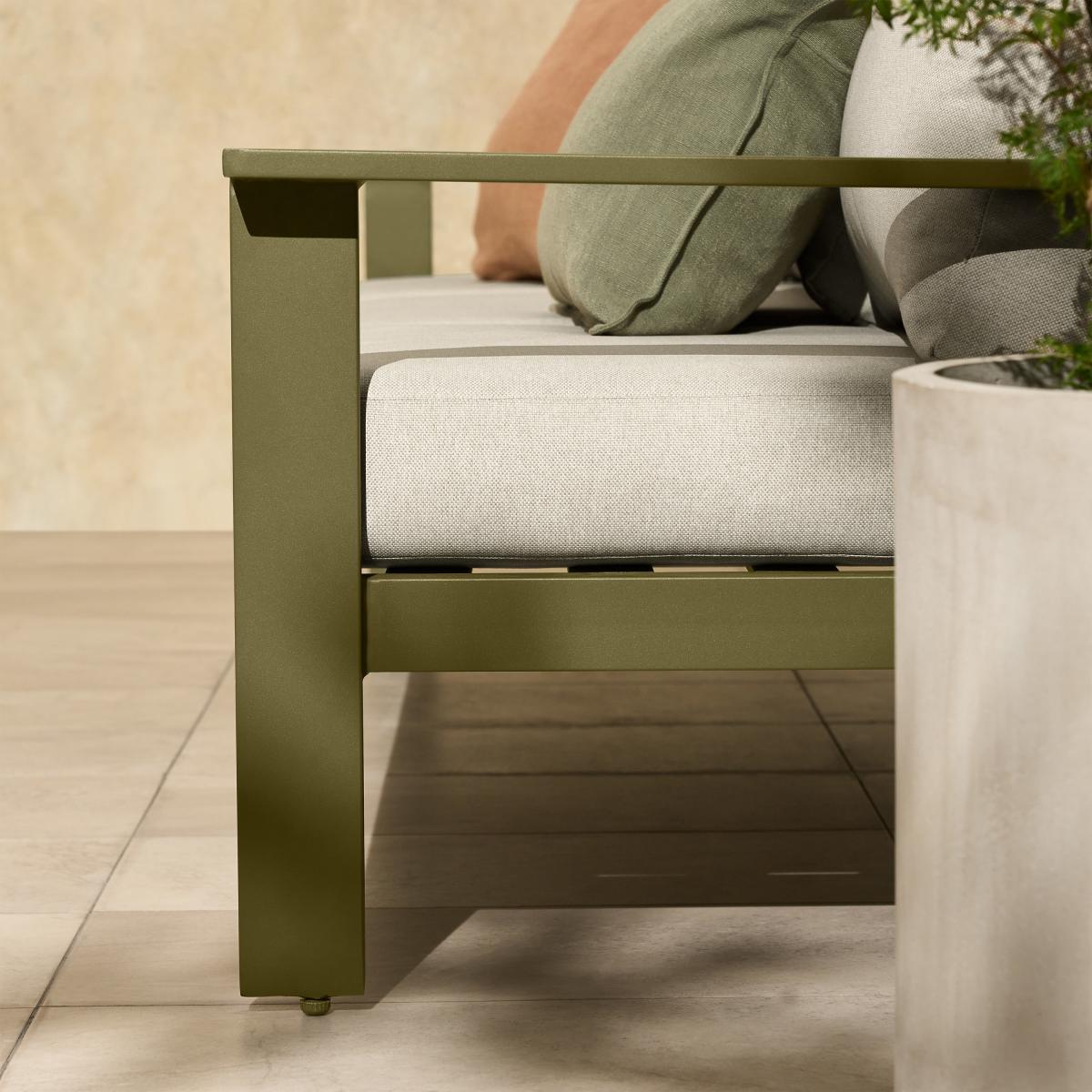 Kochi 3 Seater Garden Sofa, Olive Green Aluminium & Taupe – image 12