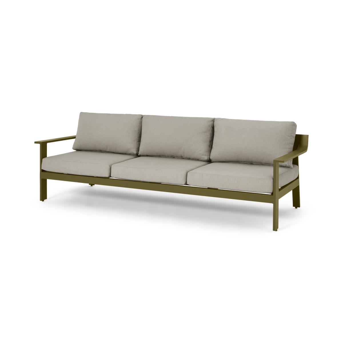 Kochi 3 Seater Garden Sofa, Olive Green Aluminium & Taupe – image 3