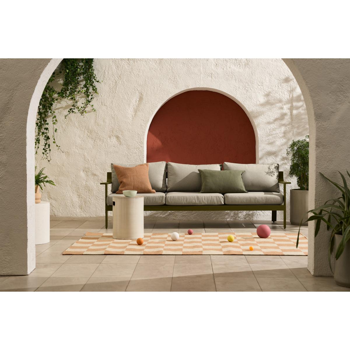Kochi 3 Seater Garden Sofa, Olive Green Aluminium & Taupe – image 4