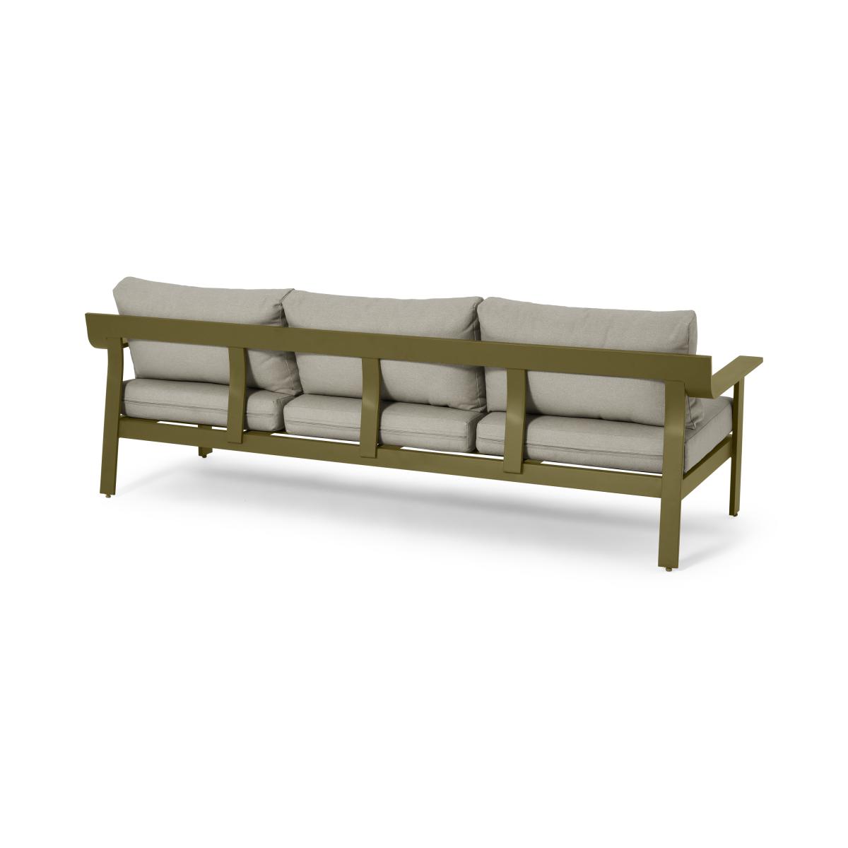 Kochi 3 Seater Garden Sofa, Olive Green Aluminium & Taupe – image 7