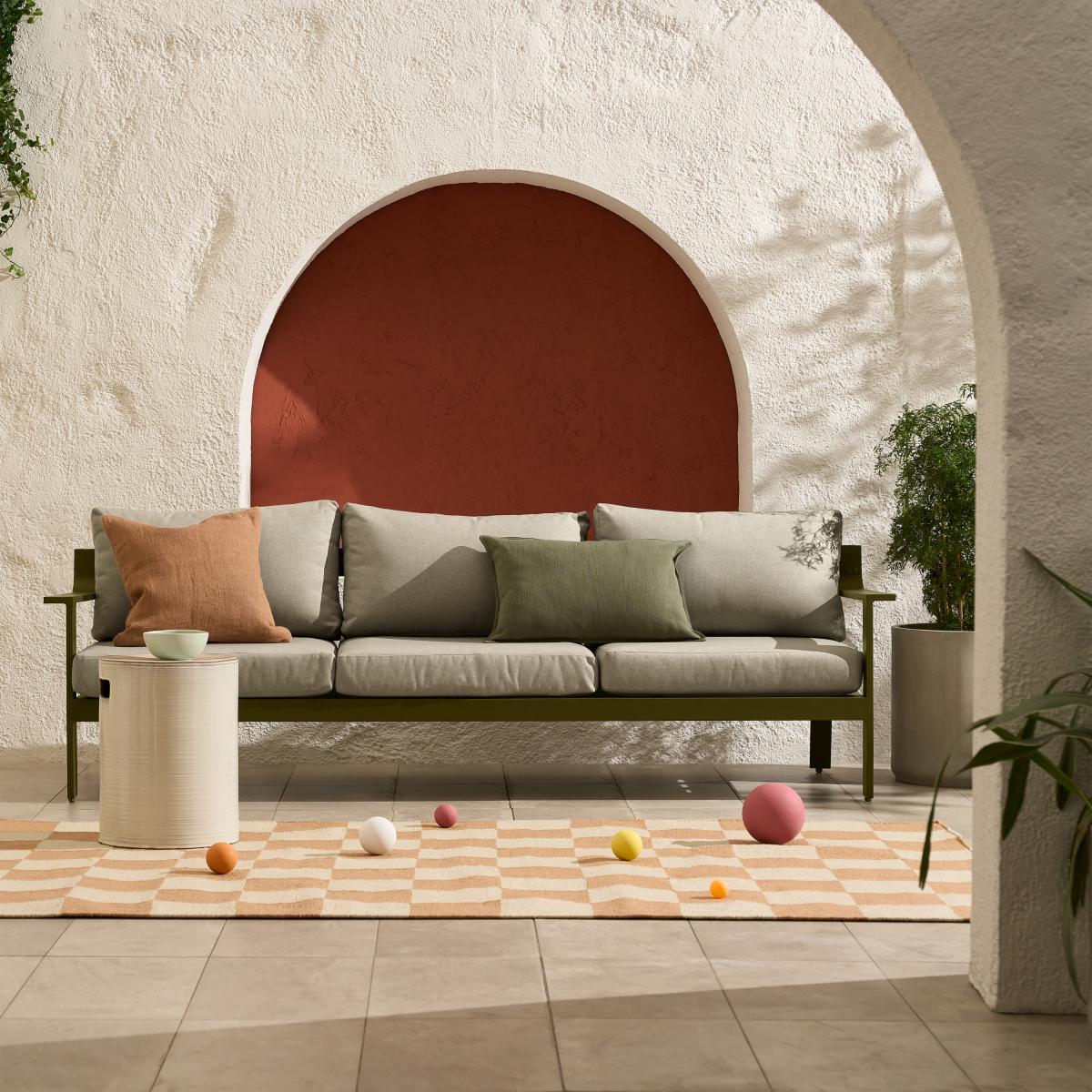 Kochi 3 Seater Garden Sofa, Olive Green Aluminium & Taupe – image 10