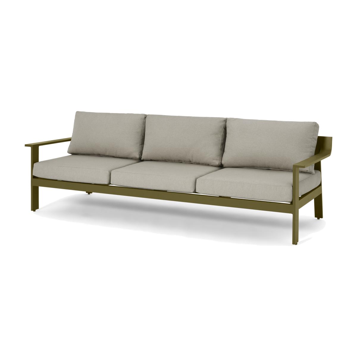 Kochi 3 Seater Garden Sofa, Olive Green Aluminium & Taupe – image 1