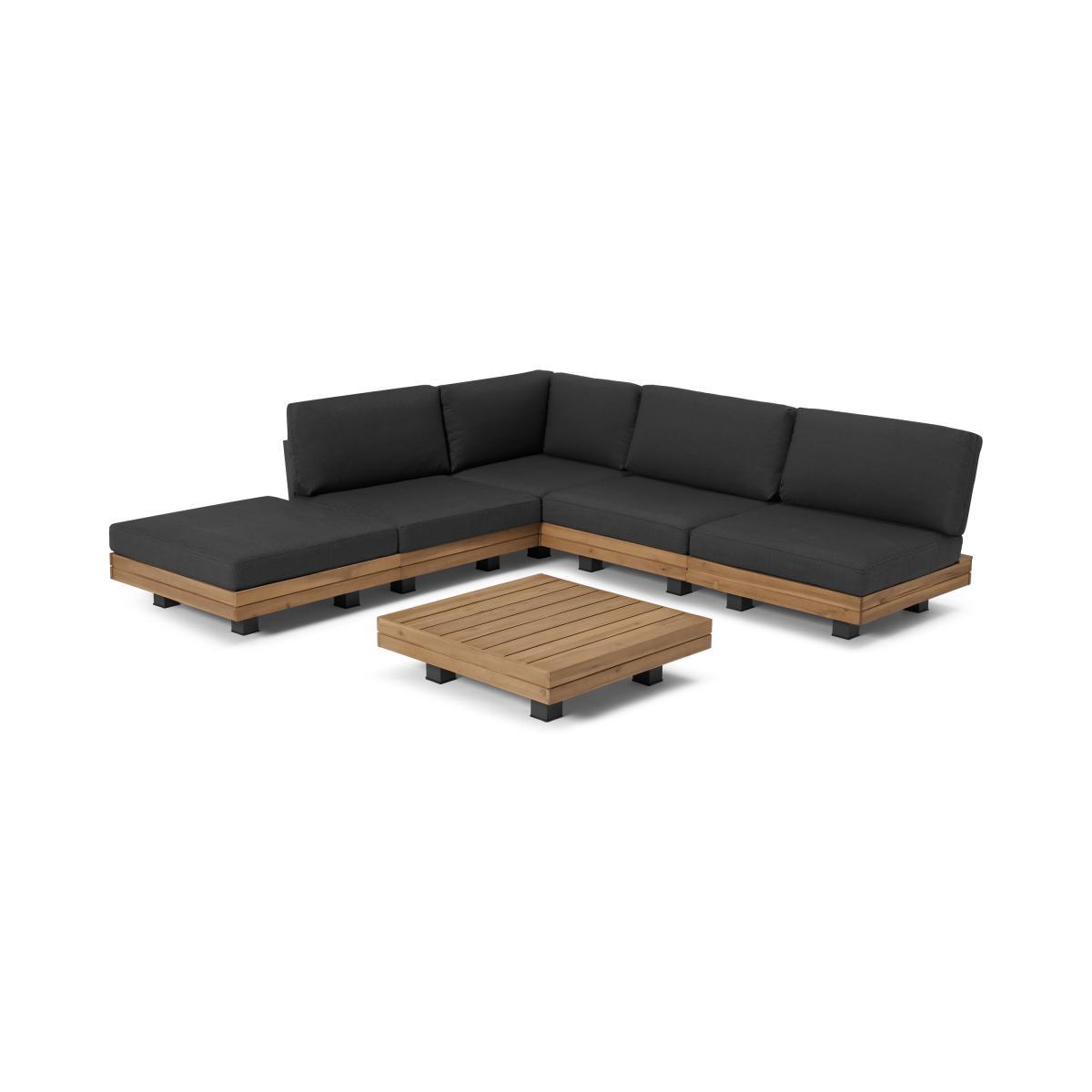 Avarna Corner Modular Lounge Set, Acacia & Grey – image 2