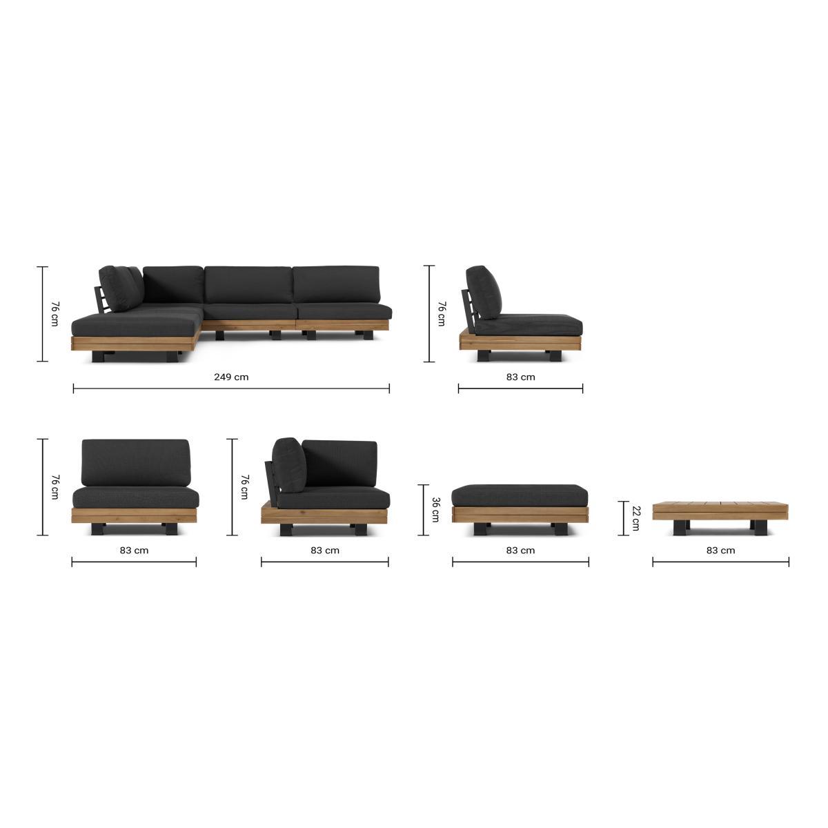Avarna Corner Modular Lounge Set, Acacia & Grey – image 11