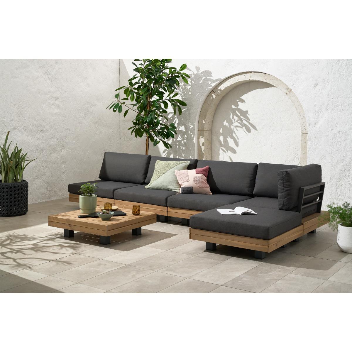 Avarna Corner Modular Lounge Set, Acacia & Grey – image 3