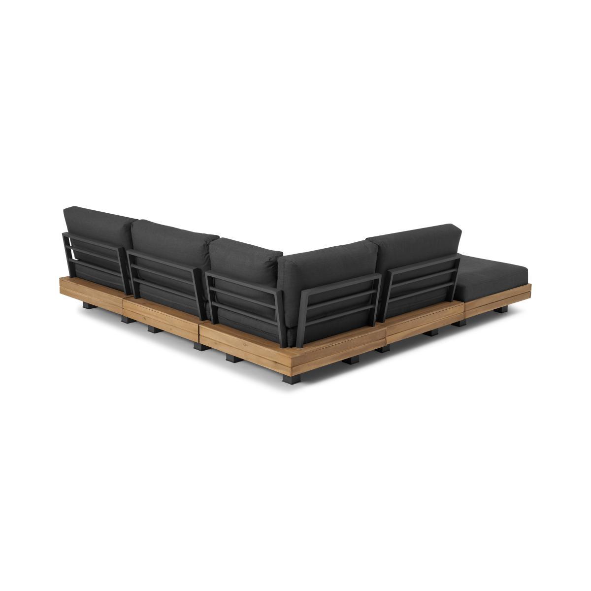 Avarna Corner Modular Lounge Set, Acacia & Grey – image 6