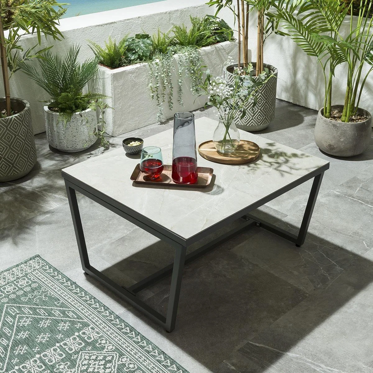 Modern Garden L-Shape Corner Sofa 4 Seat Outdoor Patio Grey Aluminium – image 6