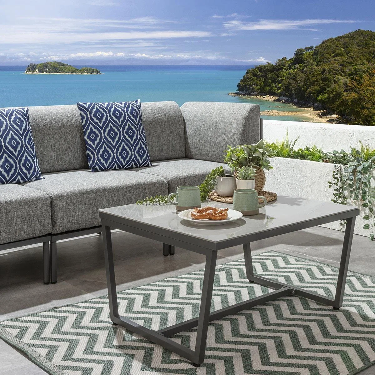 Modular Garden Sofa 3 Seat Set Outdoor Patio Modern Grey Aluminium – image 4