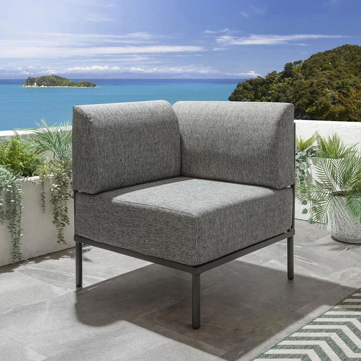 Modular Garden Sofa 3 Seat Set Outdoor Patio Modern Grey Aluminium – image 8