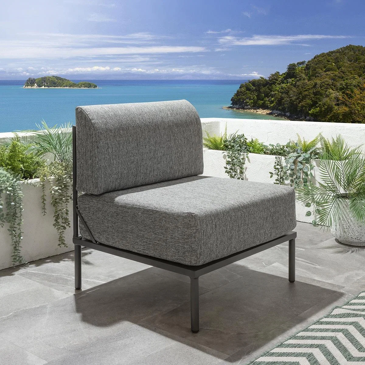 Modular Garden Sofa 3 Seat Set Outdoor Patio Modern Grey Aluminium – image 9