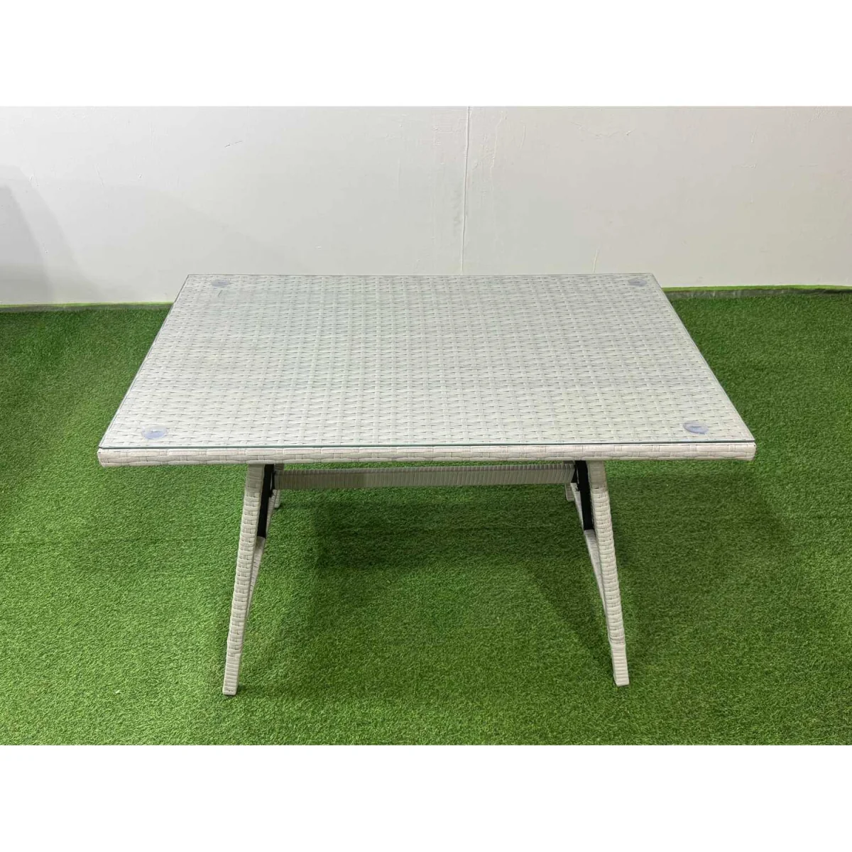 Fimous 8-Seater Outdoor Rattan Corner Sofa & Dining Set, Light Grey Mixed - Light Grey Mixed rattan with dark grey fabric – image 4
