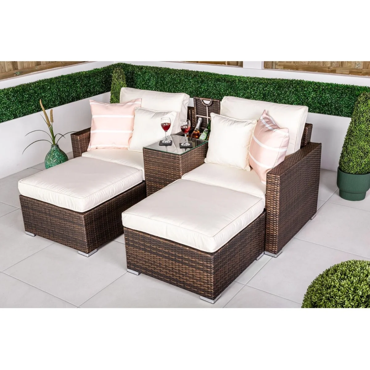 Havana Modular Rattan Sofa Garden Balcony Furniture Set - Brown – image 2