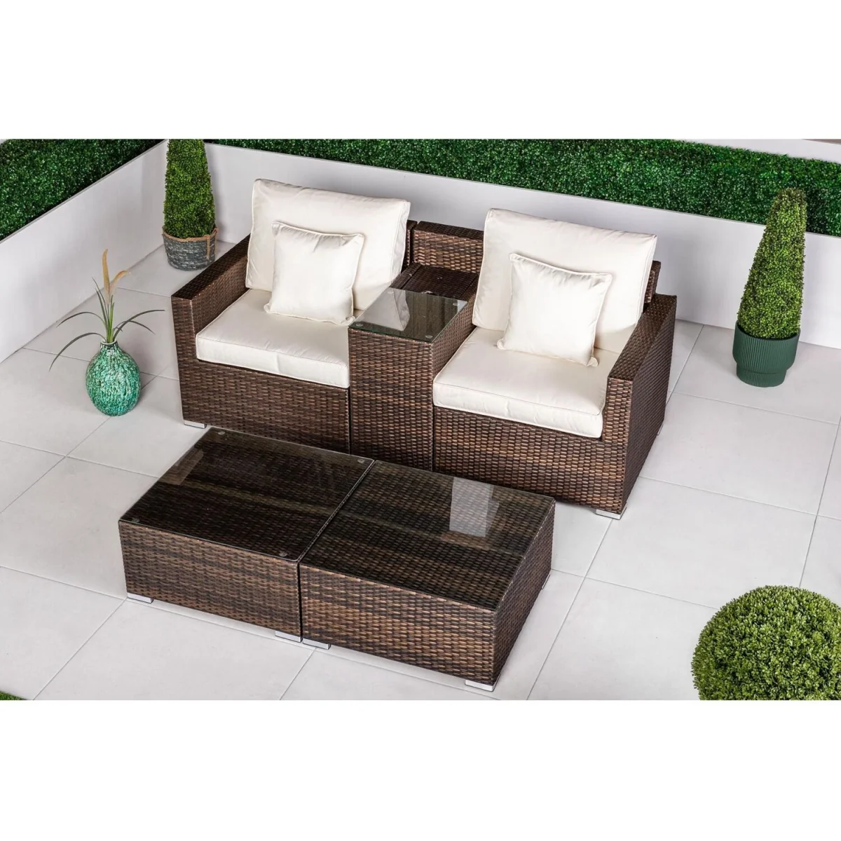 Havana Modular Rattan Sofa Garden Balcony Furniture Set - Brown – image 3