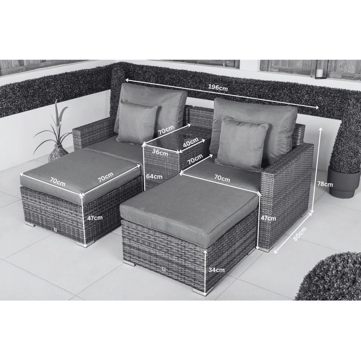 Havana Modular Rattan Sofa Garden Balcony Furniture Set - Brown – image 4