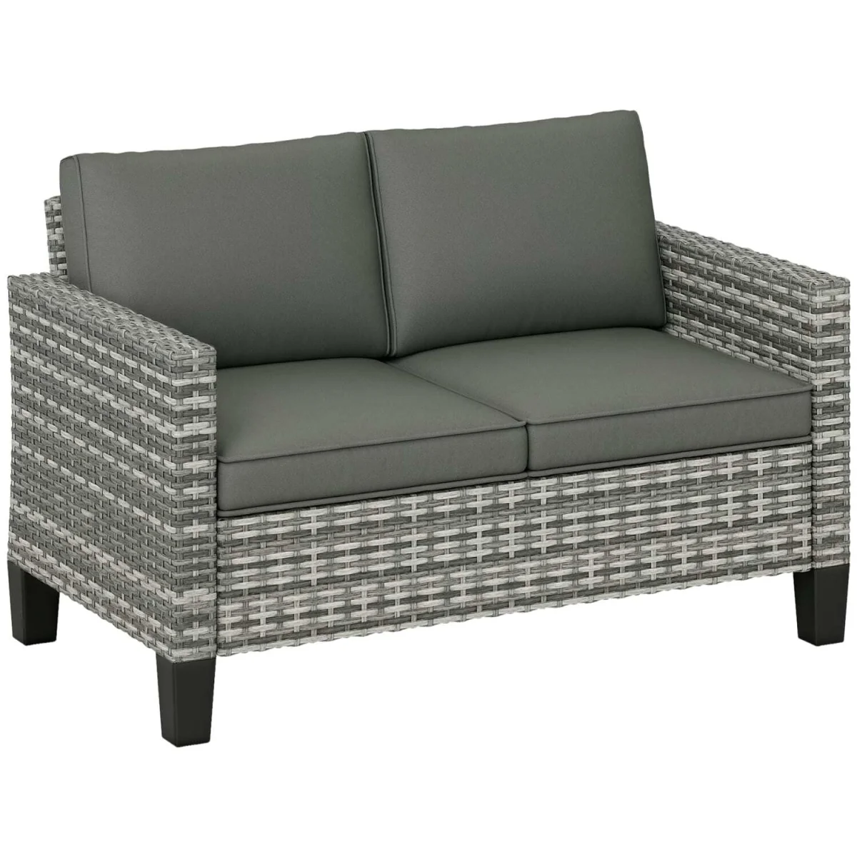 Kalazi Rattan Light Grey 2 Seater Outdoor Sofa With Cushions – image 3