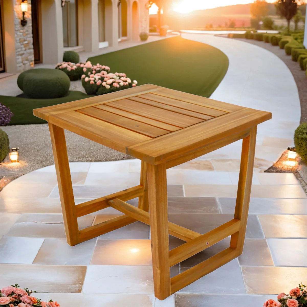 Abrihome Acacia Wood Outdoor Furniture Modular Sofas Tables Olifen Fabric - Teak color / 50cm / 5kg /  0 – image 3