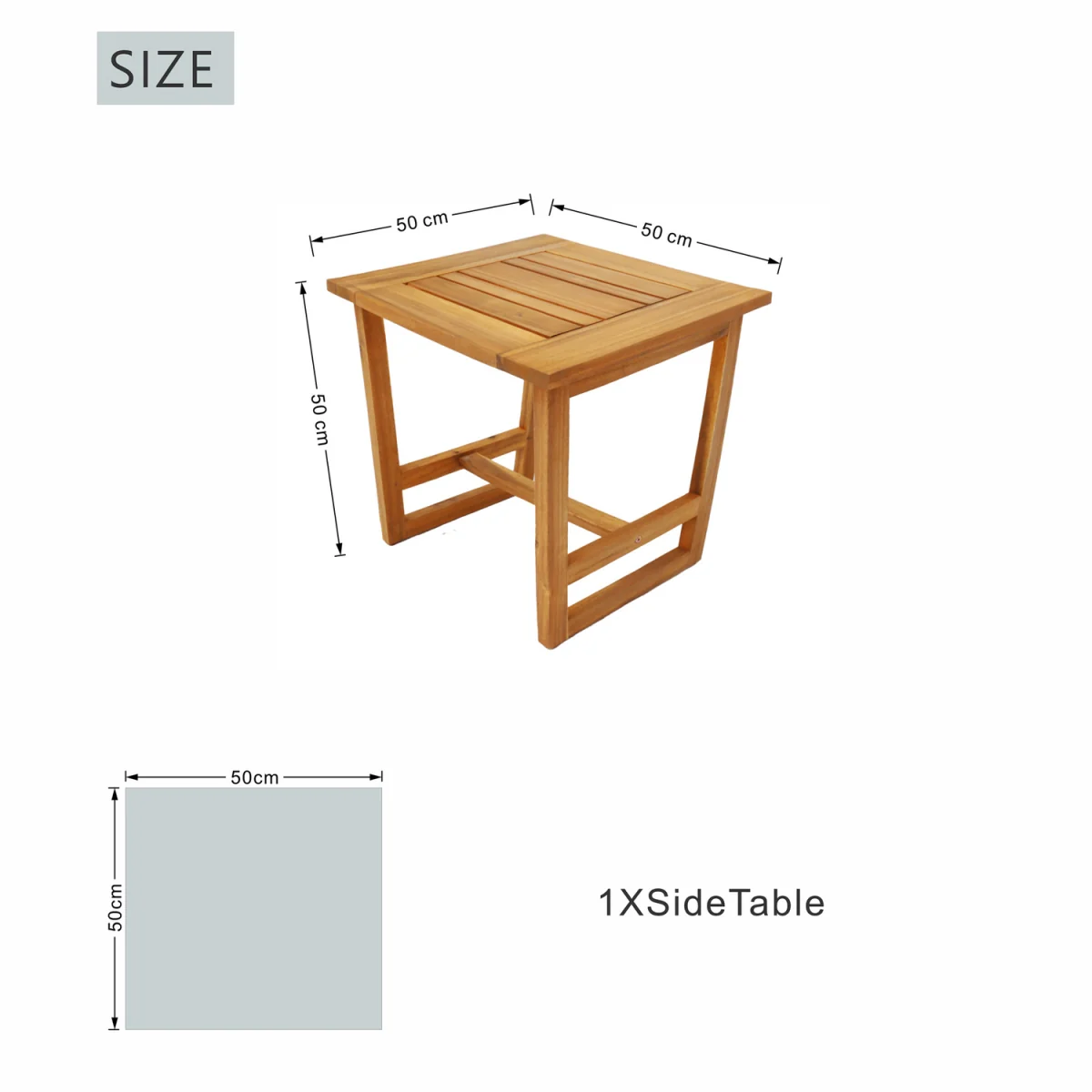 Abrihome Acacia Wood Outdoor Furniture Modular Sofas Tables Olifen Fabric - Teak color / 50cm / 5kg /  0 – image 5