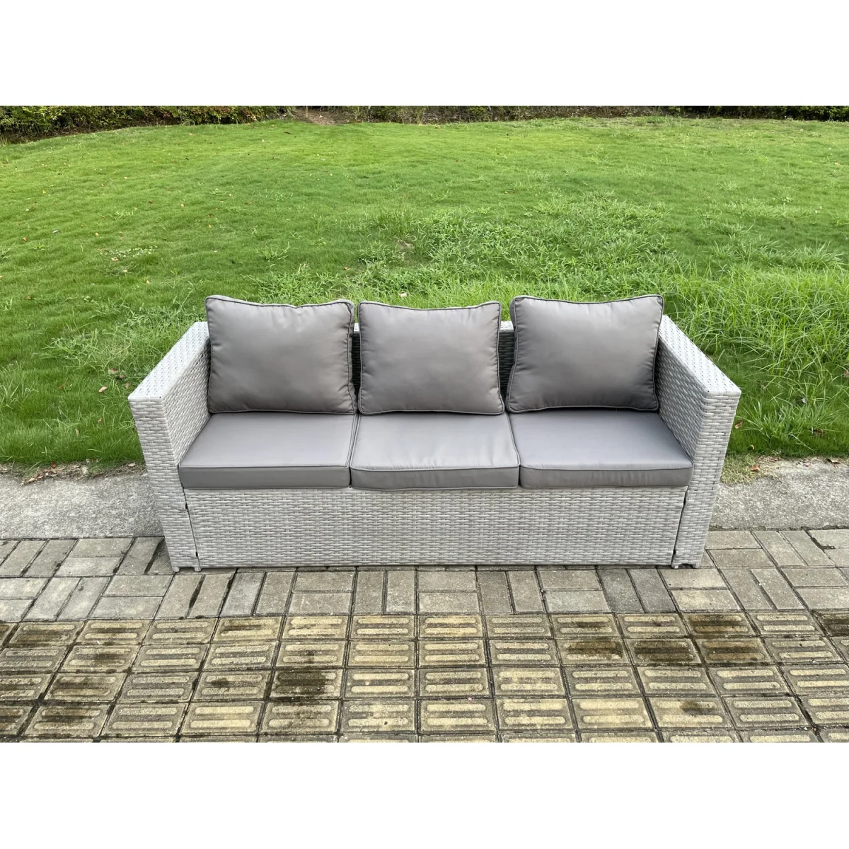Fimous Rattan Outdoor 6-Seater Garden Sofa Dining Set with Height-Adjustable Table Light Grey - light Grey Mixed – image 2