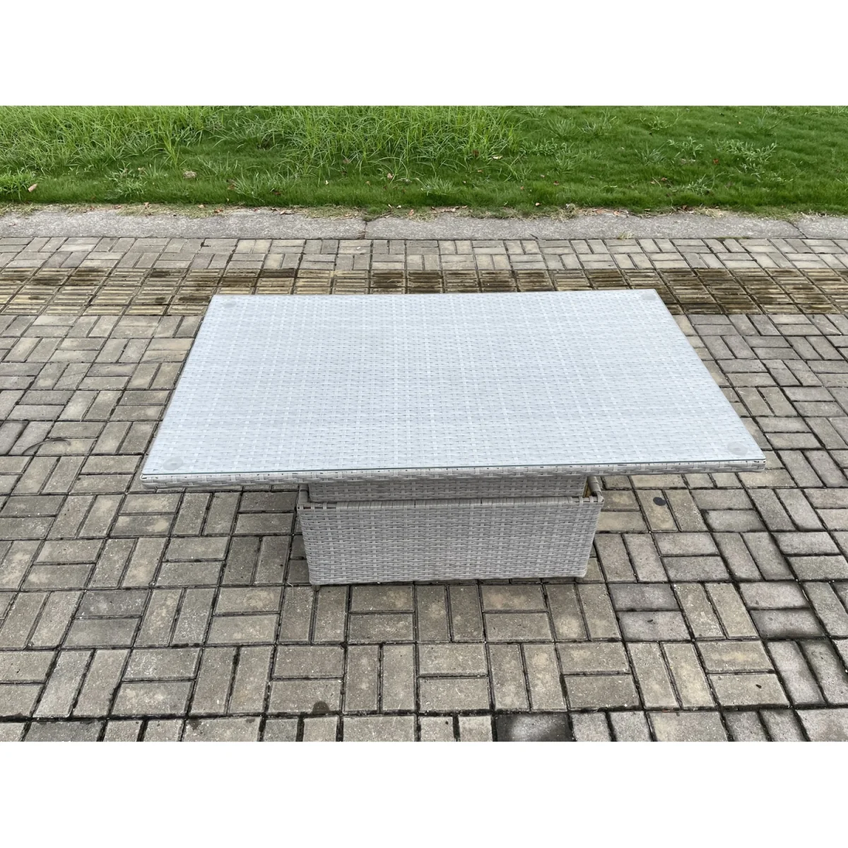 Fimous Rattan Outdoor 6-Seater Garden Sofa Dining Set with Height-Adjustable Table Light Grey - light Grey Mixed – image 4
