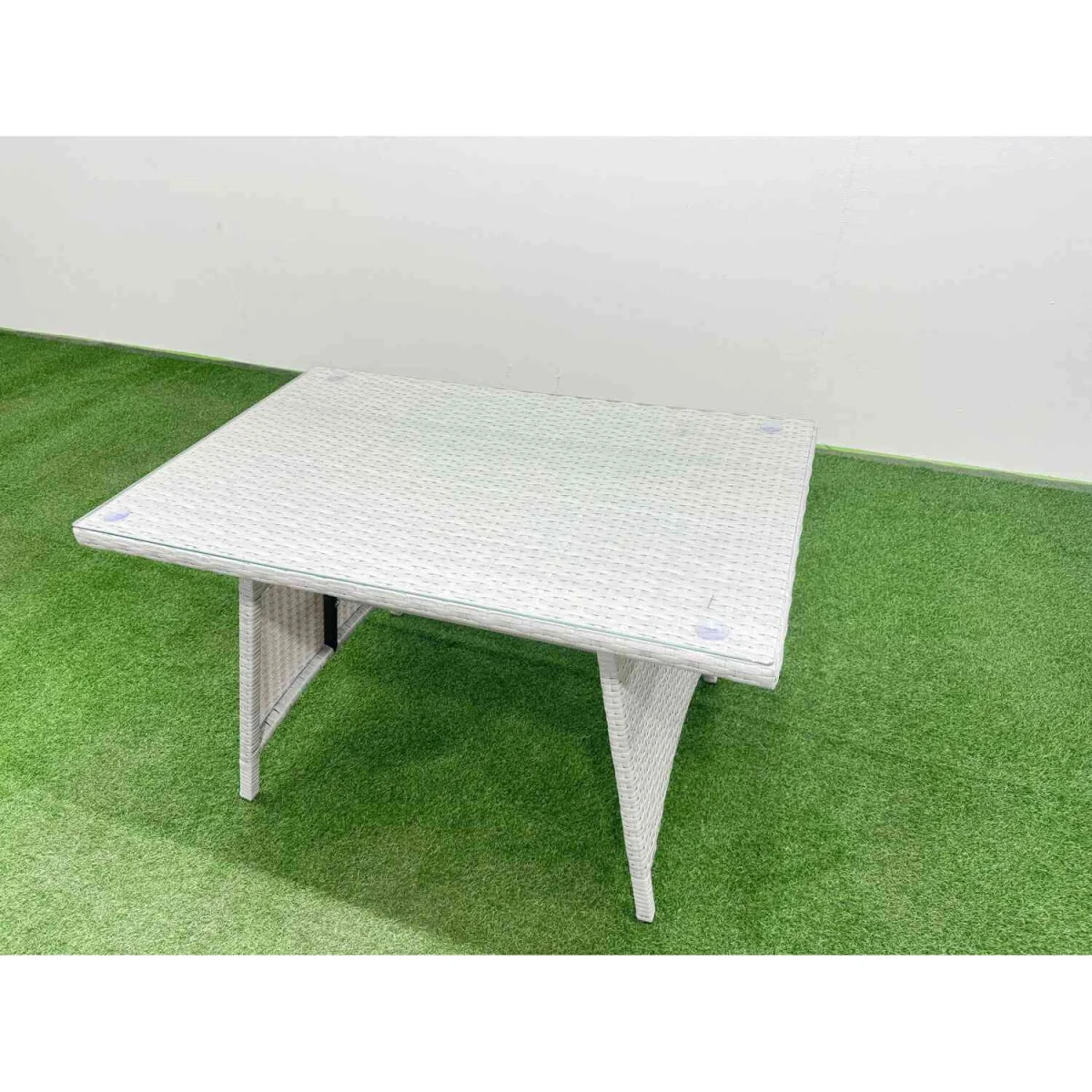 Fimous 6 Seater Outdoor PE Rattan Sofa and Dining Set in Light Grey. - Light Grey – image 4