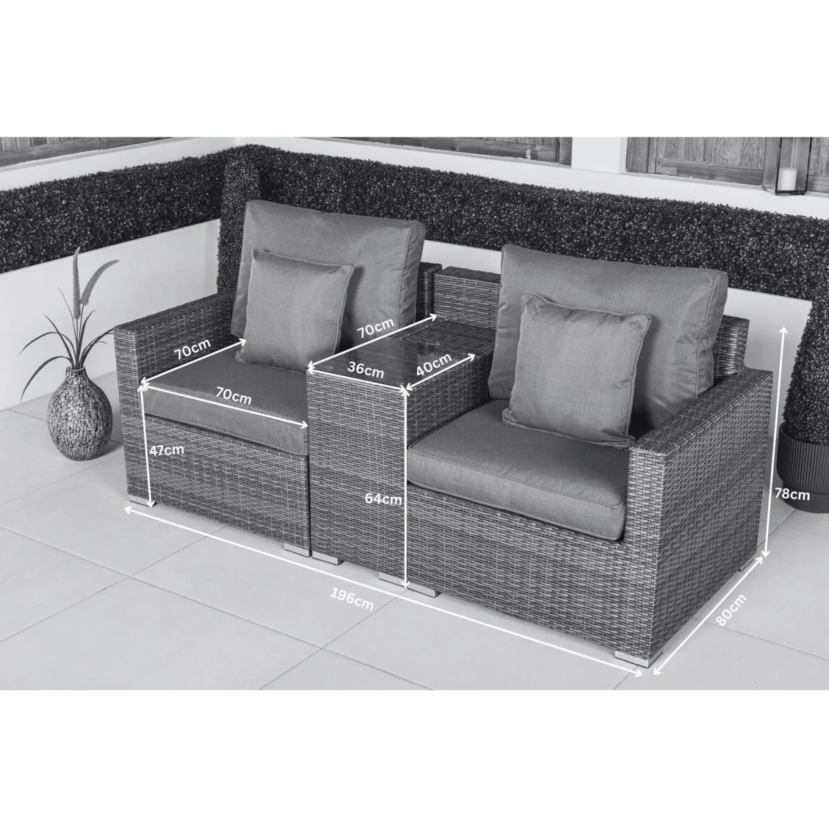 Havana Modular Sofa Rattan Garden Bistro Furniture Set & Drinks Cooler - Brown – image 3