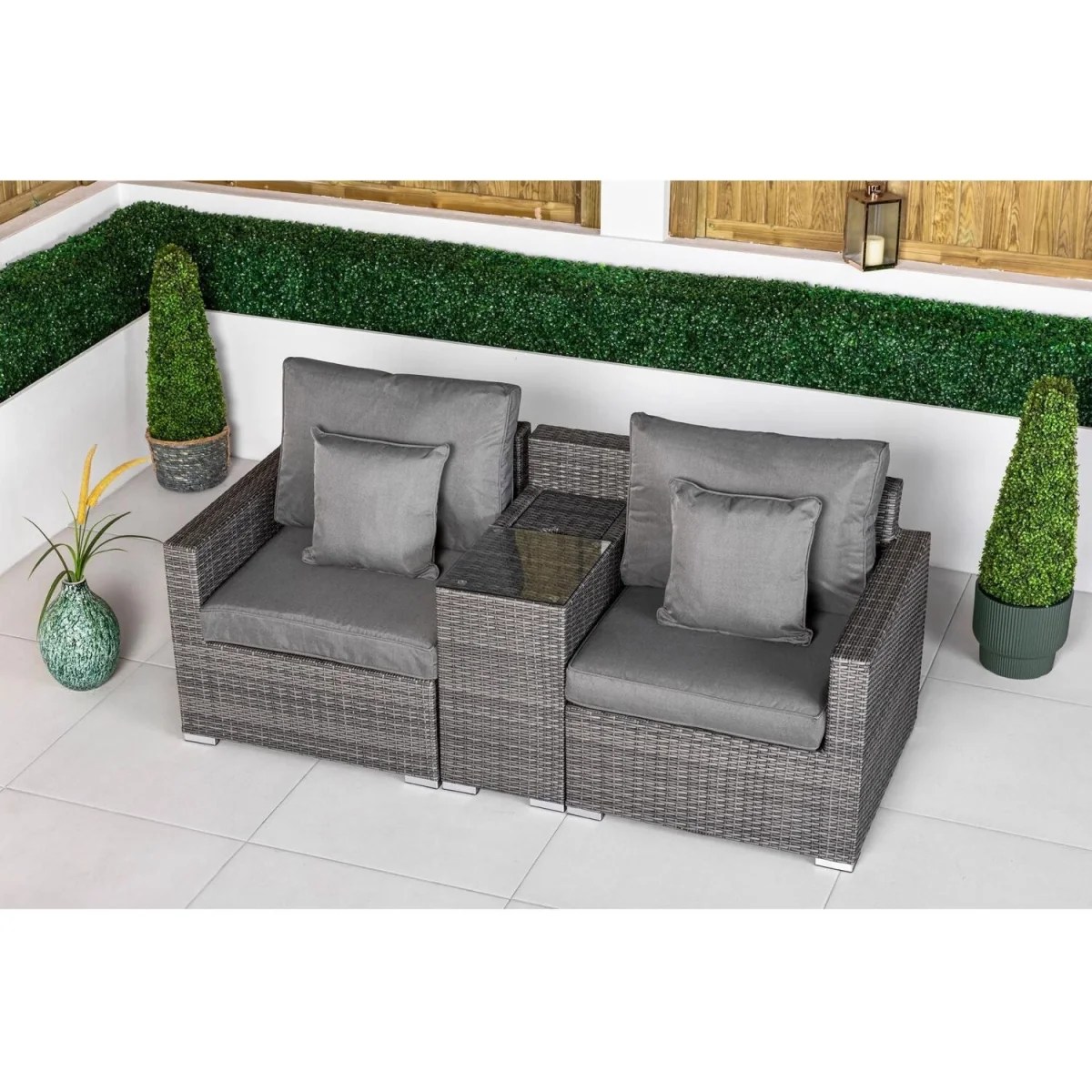 Havana Modular Sofa Rattan Garden Bistro Furniture Set & Drinks Cooler - Brown – image 5