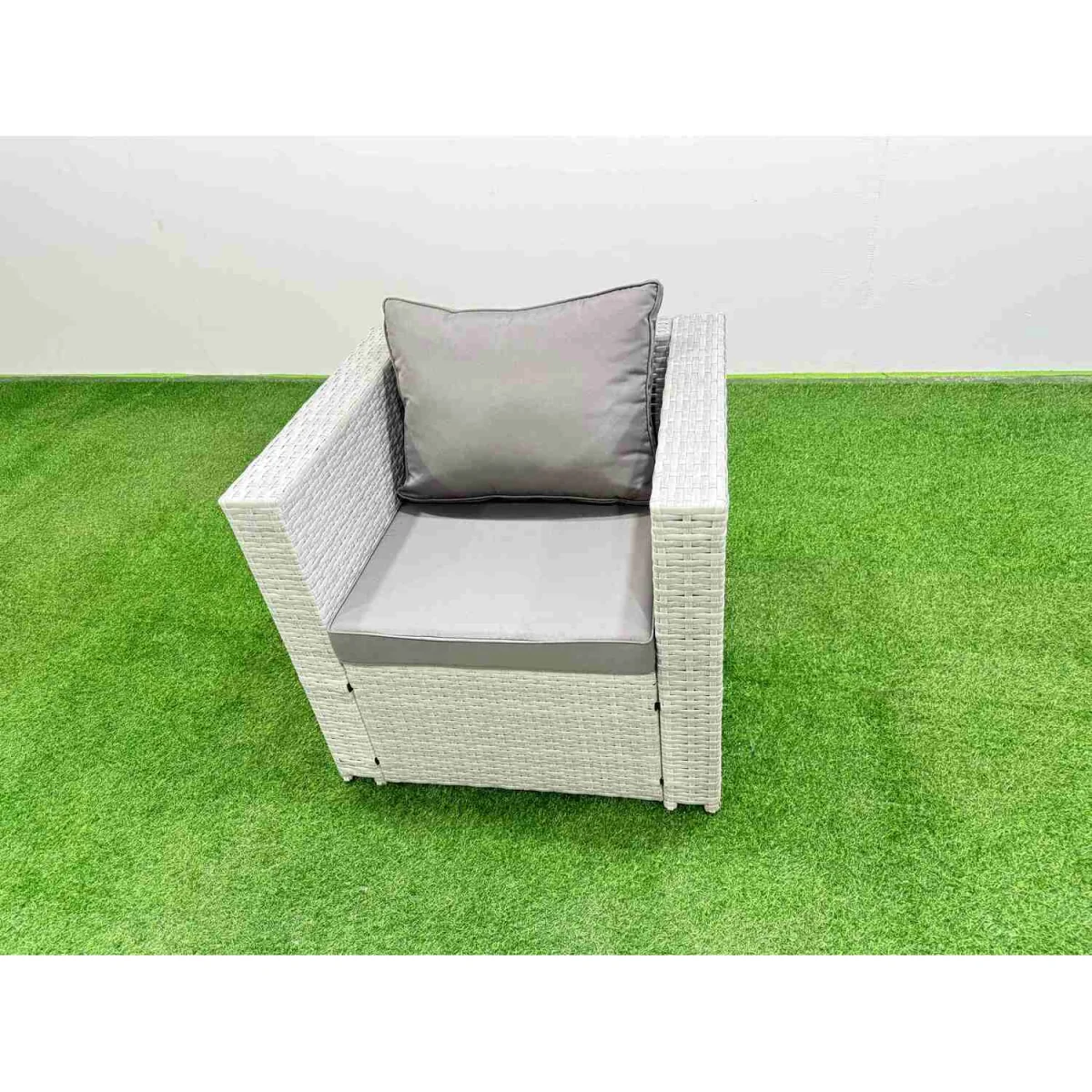 Fimous 9 Seater PE Rattan Outdoor Wicker Sofa and Dining Set with Tempered Glass Table, Light Grey. - Light Grey – image 4