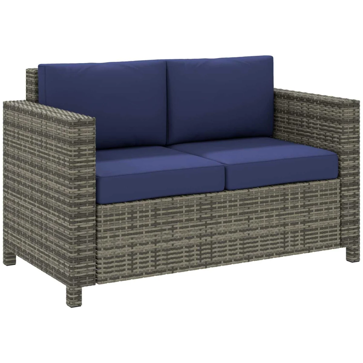 Vata Rattan Navy Blue 2-Seater Outdoor Sofa with Armrests – image 3