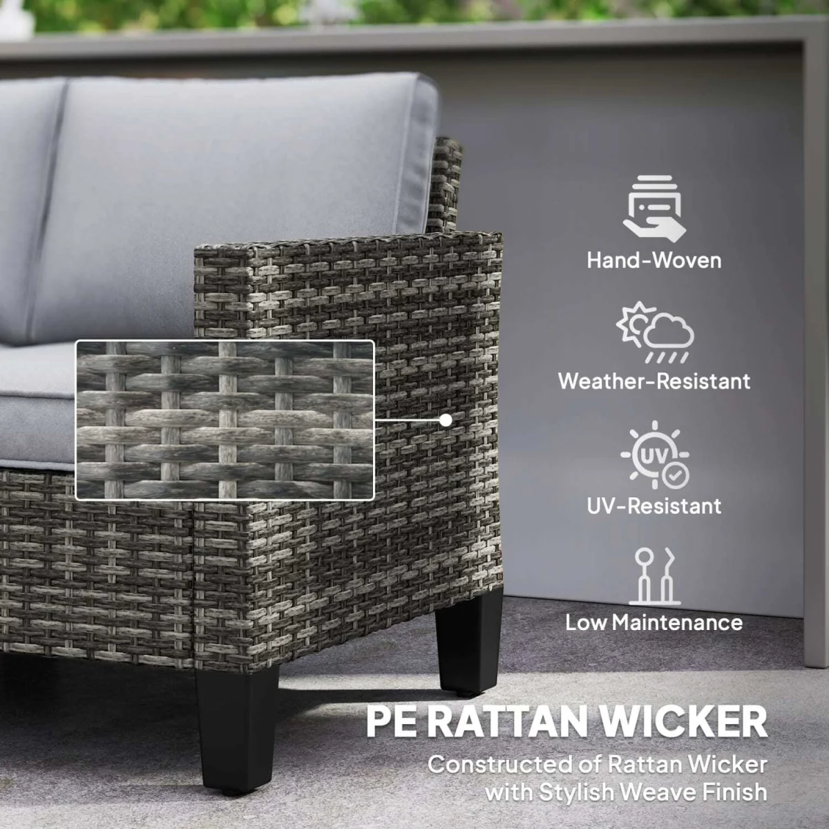 Nolo Dark Grey 2-Seater Outdoor Sofa with Cushions – image 5