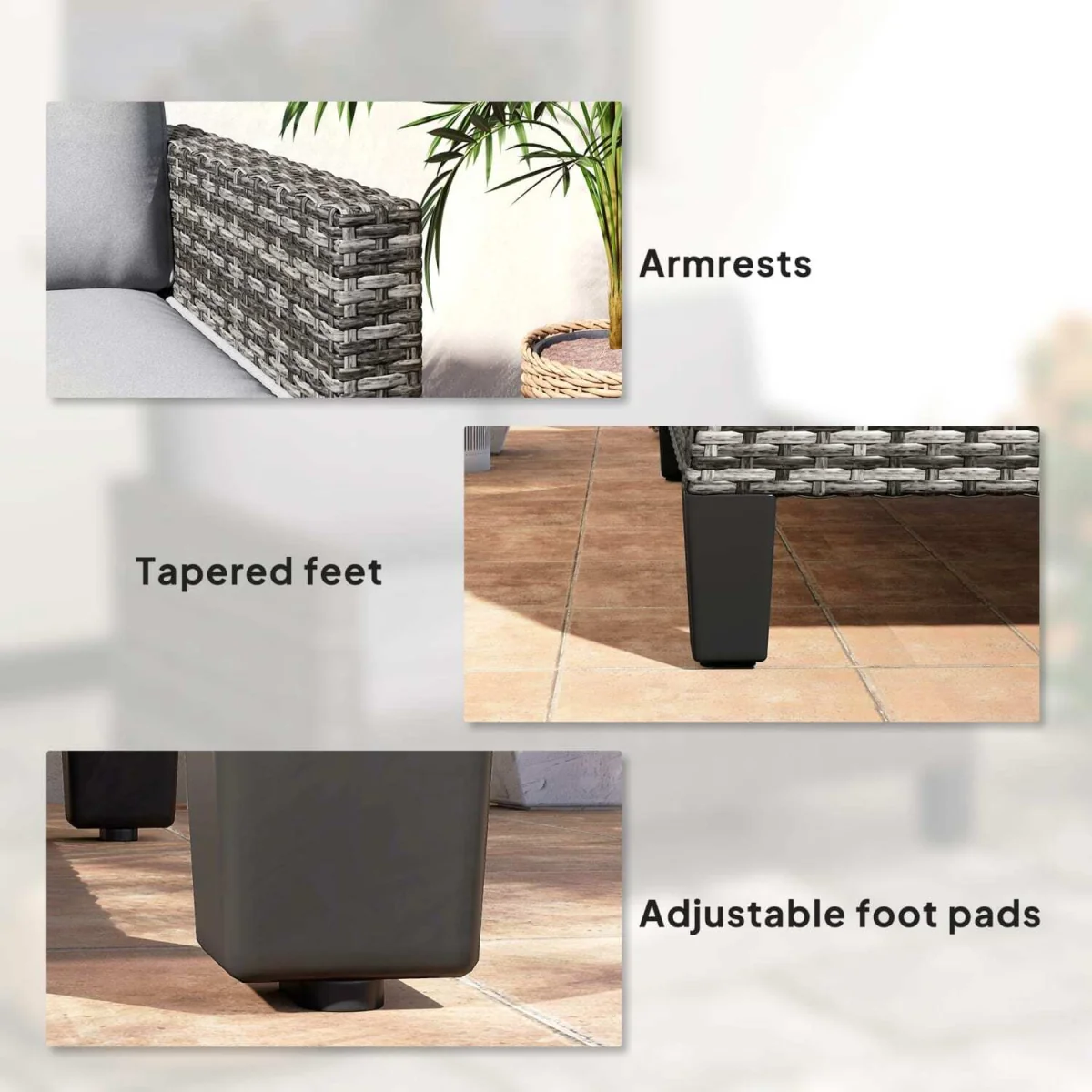 Nolo Dark Grey 2-Seater Outdoor Sofa with Cushions – image 7