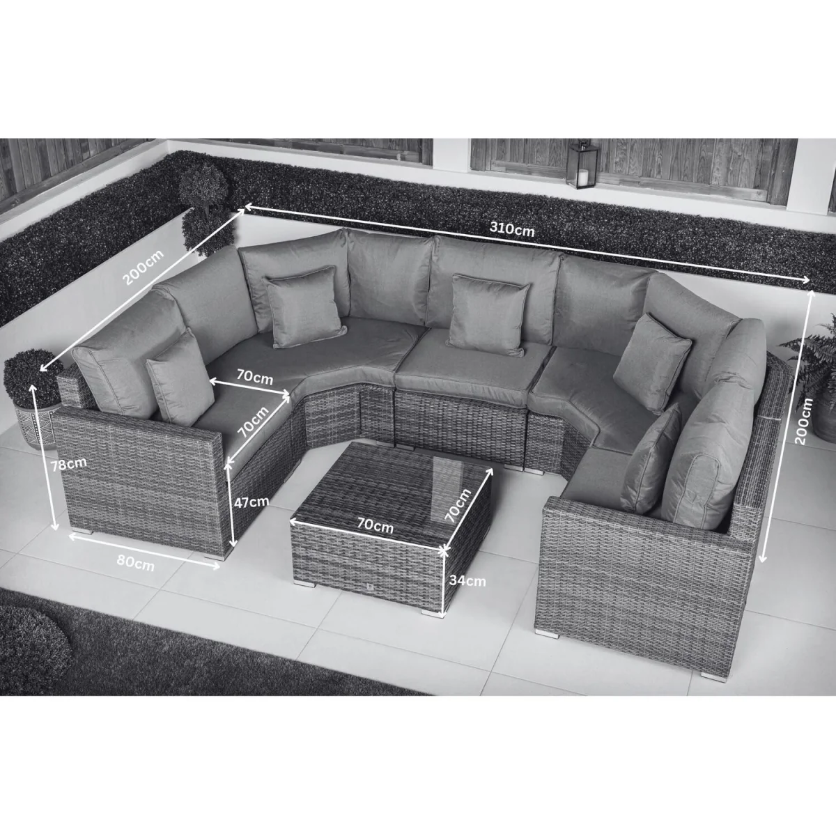Santorini Modular Sofa Rattan Garden Furniture Set Lounge Table - Grey – image 2