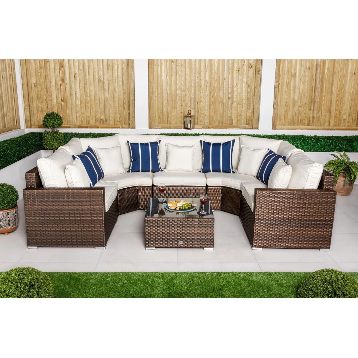 Santorini Modular Sofa Rattan Garden Furniture Set Lounge Table - Grey – image 3