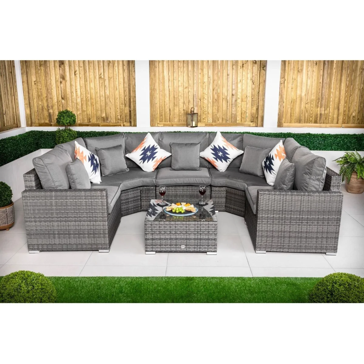 Santorini Modular Sofa Rattan Garden Furniture Set Lounge Table - Grey – image 4