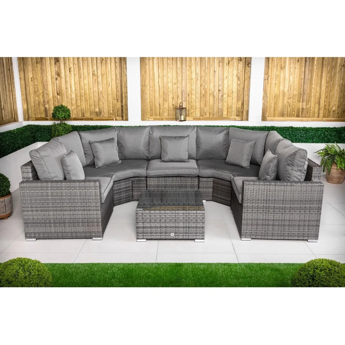 Santorini Modular Sofa Rattan Garden Furniture Set Lounge Table - Grey – image 5