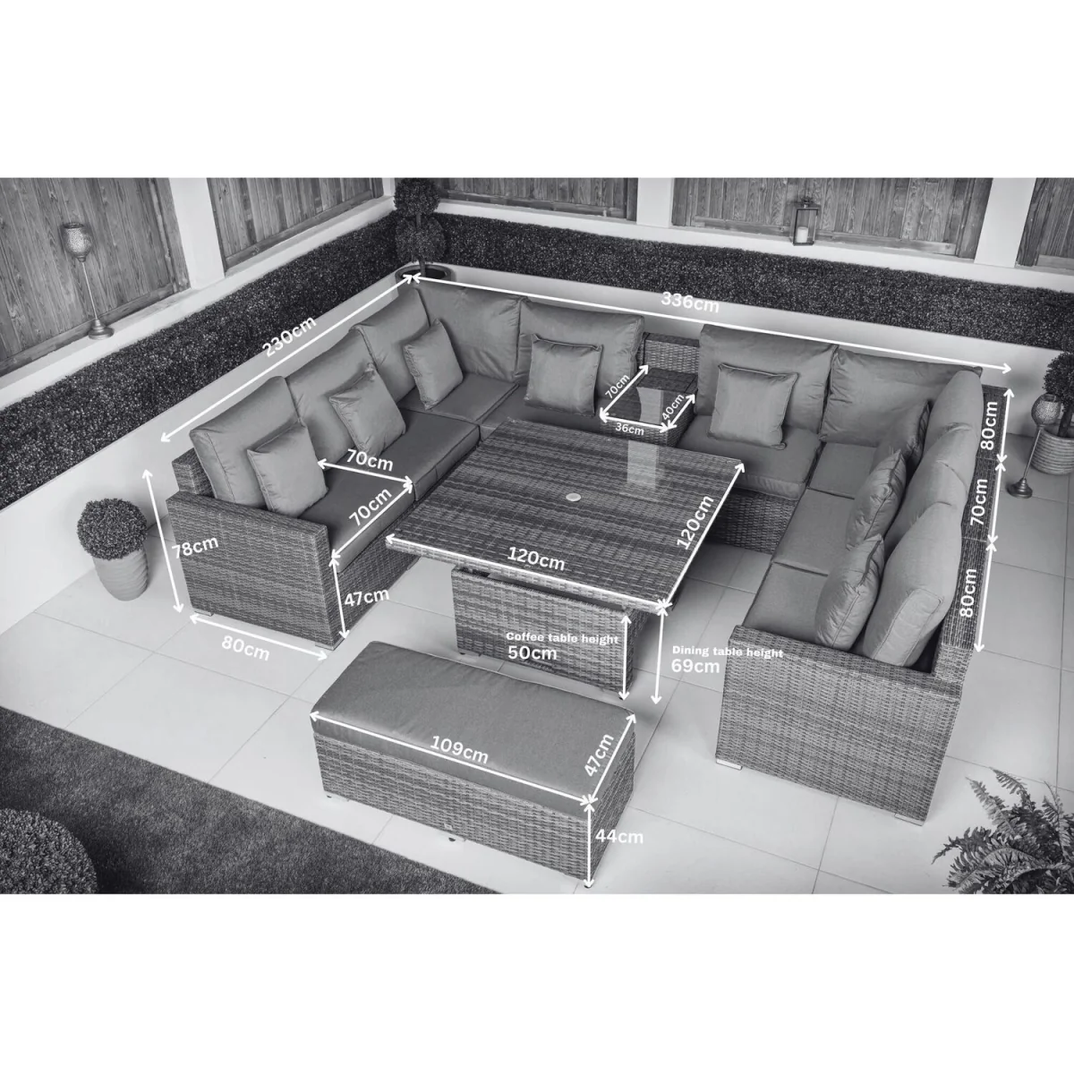 Havana Modular Sofa Rattan Garden Furniture Set with Adjustable Table - Brown – image 2