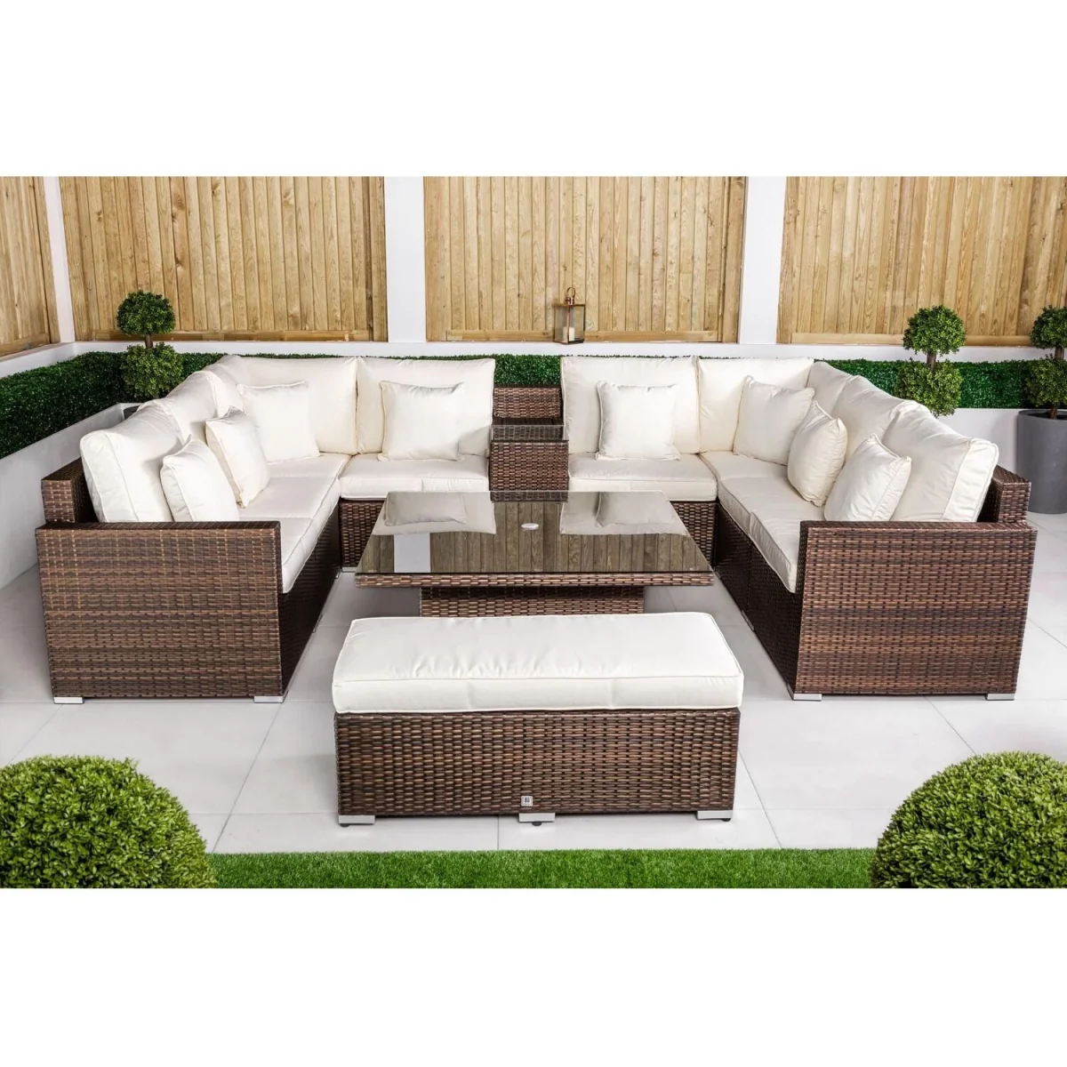 Havana Modular Sofa Rattan Garden Furniture Set with Adjustable Table - Brown – image 3