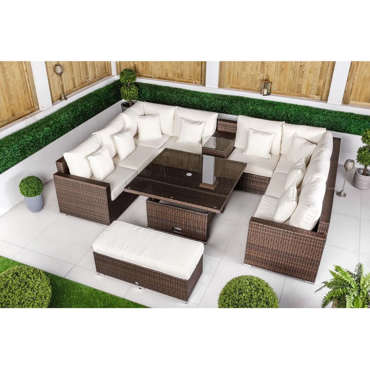 Havana Modular Sofa Rattan Garden Furniture Set with Adjustable Table - Brown – image 4