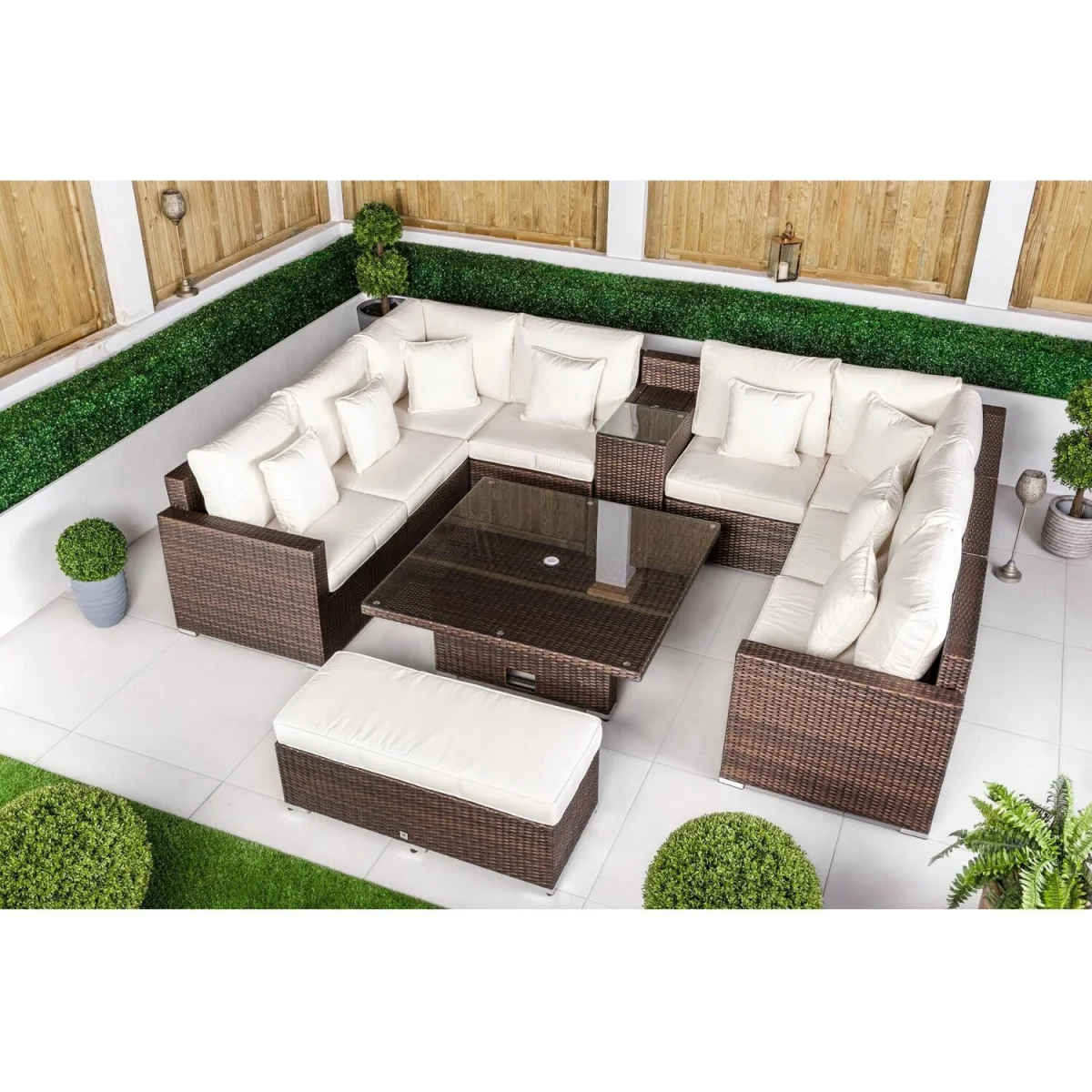 Havana Modular Sofa Rattan Garden Furniture Set with Adjustable Table - Brown – image 5