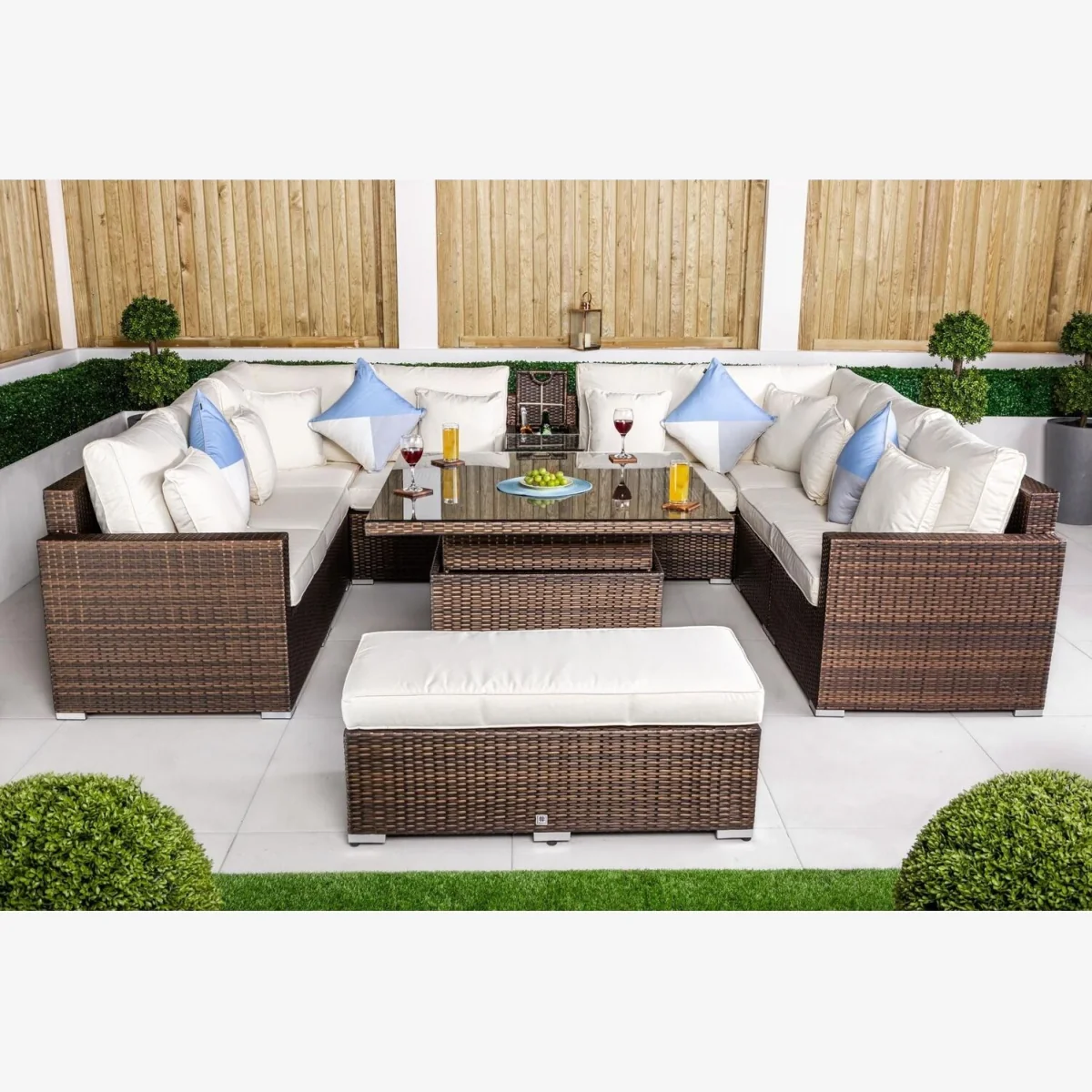 Havana Modular Sofa Rattan Garden Furniture Set with Adjustable Table - Brown – image 1