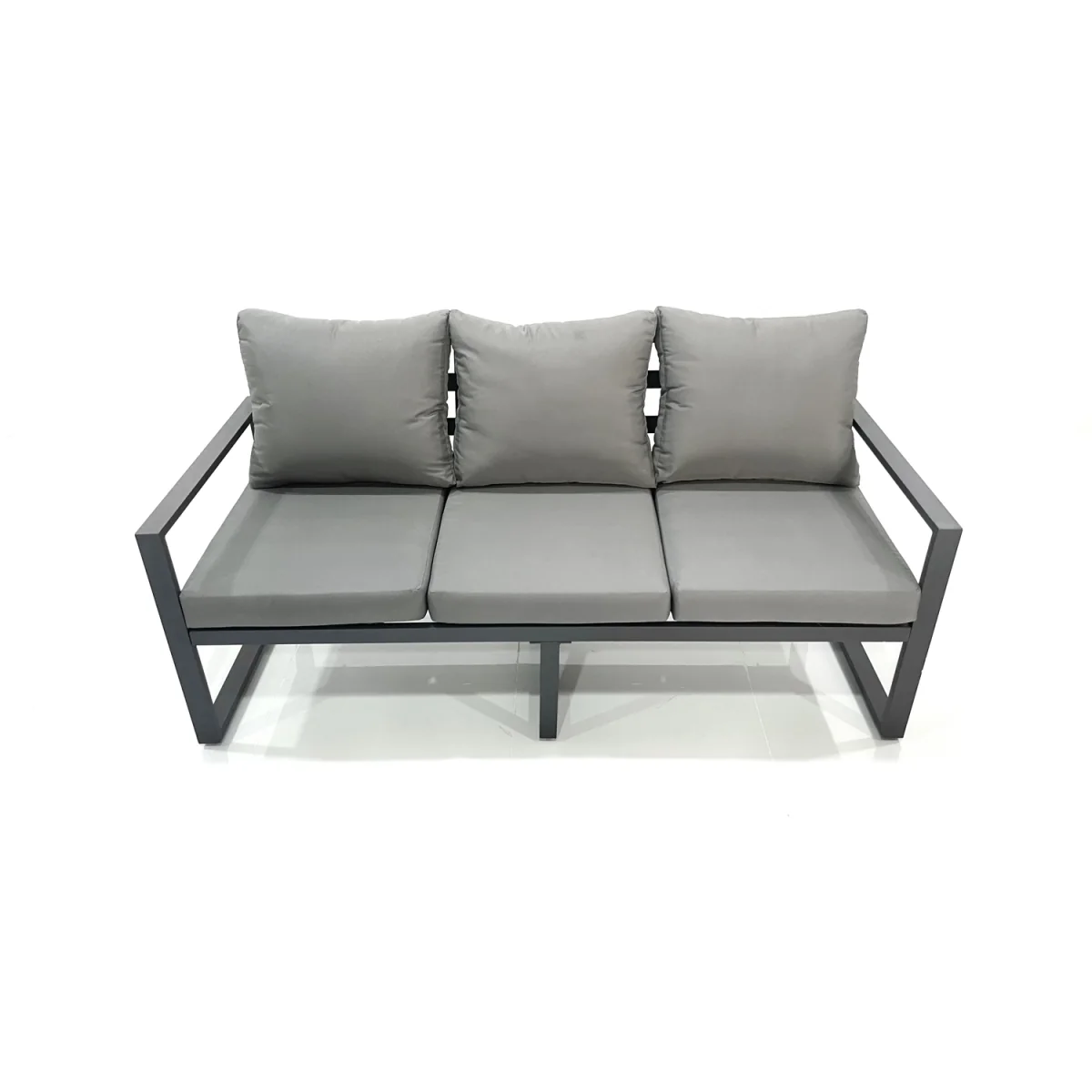 Fimous Aluminium Garden Sofa Dining Set with Adjustable Table Dark Grey - Dark Grey – image 3