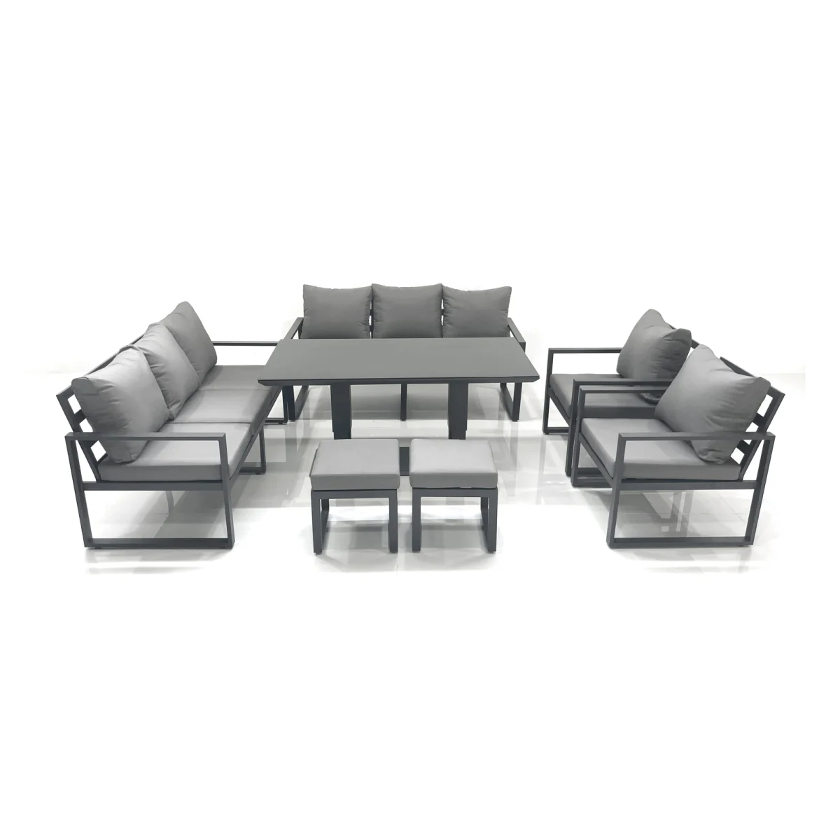 Fimous Aluminium Garden Sofa Dining Set with Adjustable Table Dark Grey - Dark Grey – image 1