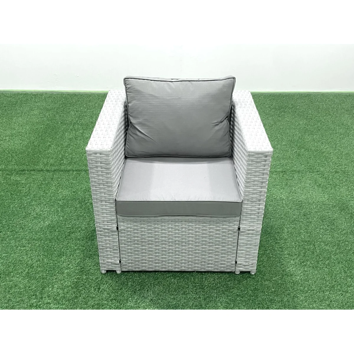 Fimous 6-Seater Rattan Garden Set with 3-Seater Sofa and Square Coffee Table - Light Grey Mixed – image 2