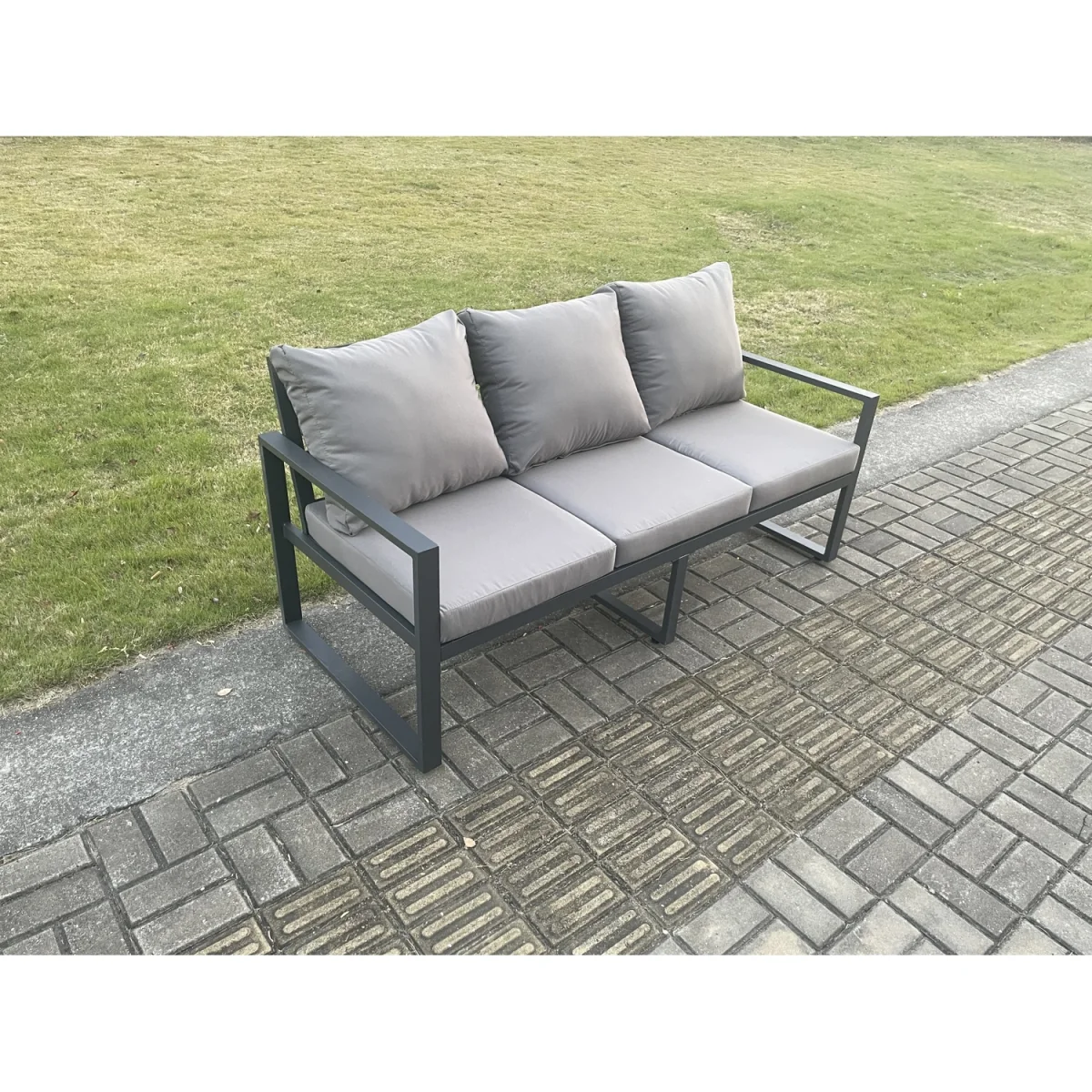 Fimous Aluminium Outdoor 3-Seater Sofa Dark Grey - Dark Grey – image 2