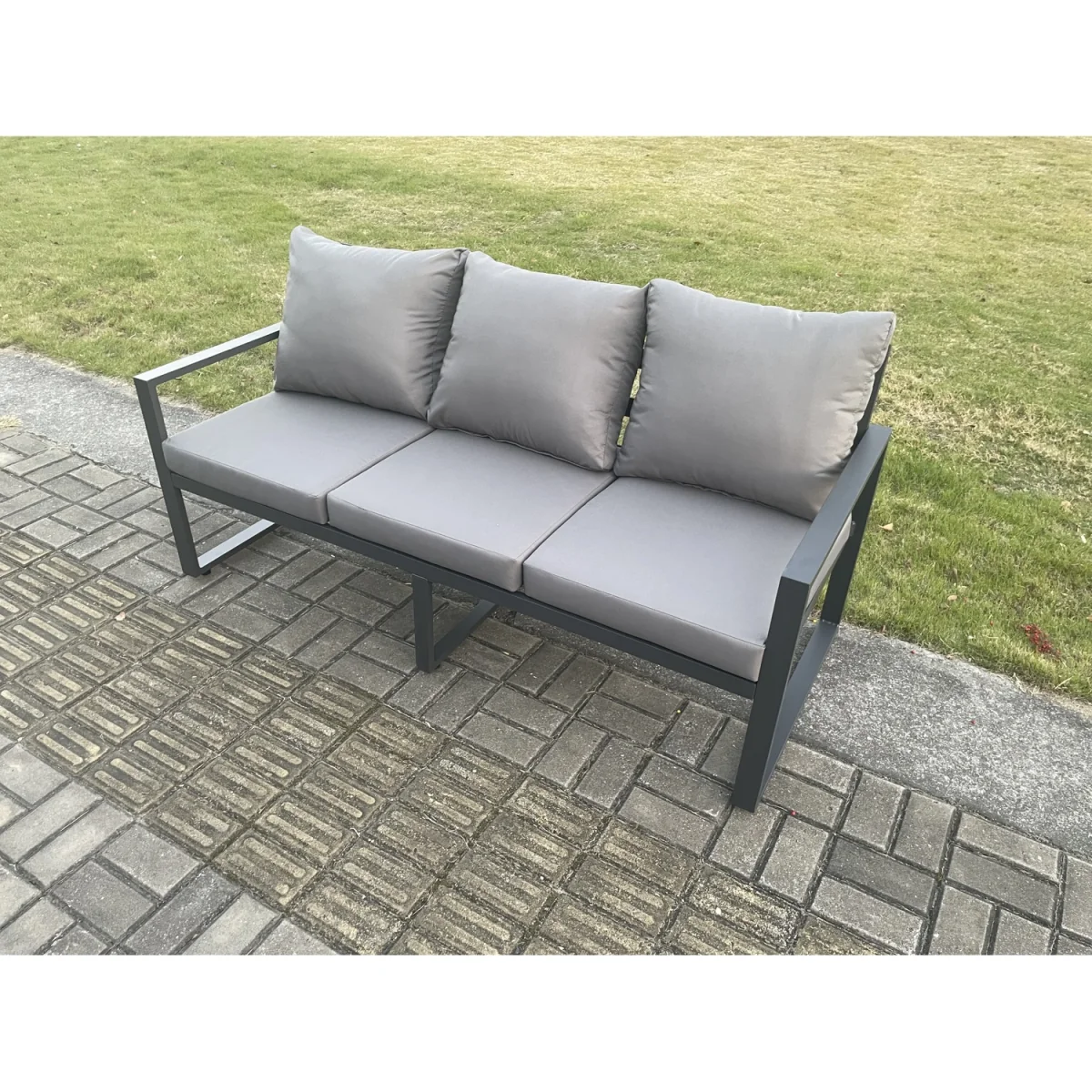 Fimous Aluminium Outdoor 3-Seater Sofa Dark Grey - Dark Grey – image 3