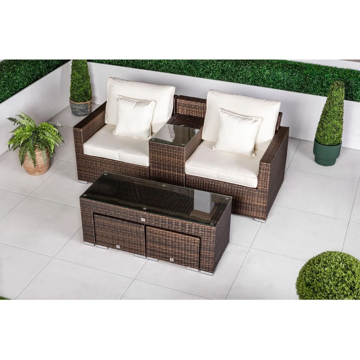 Havana Modular Sofa Rattan Garden Balcony Furniture Set & 2 Stools - Grey – image 2