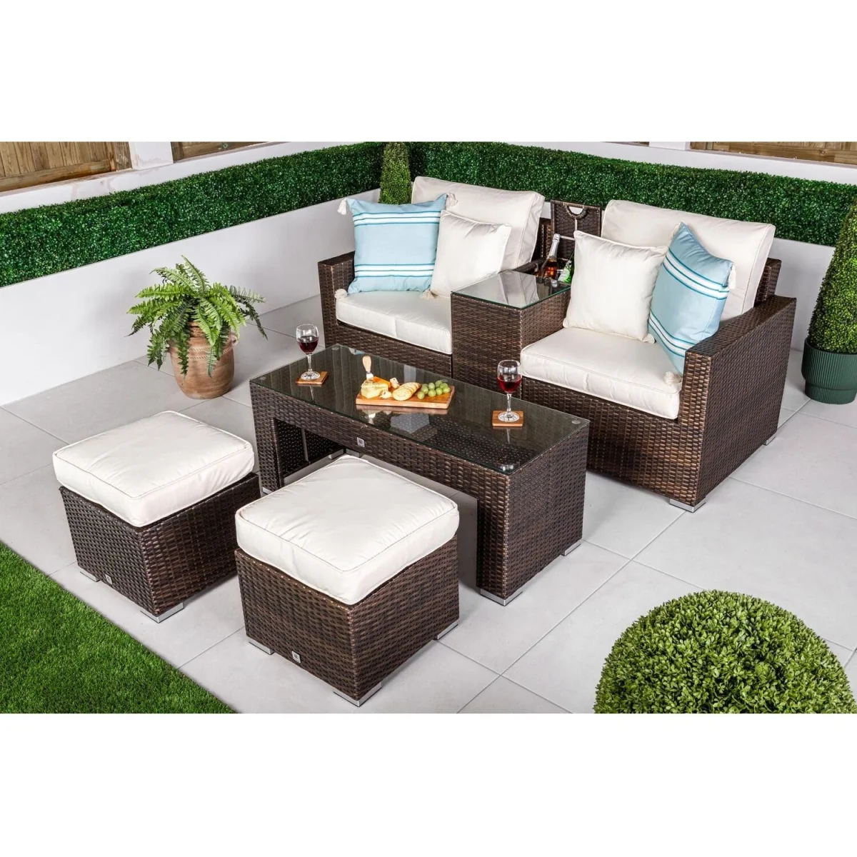 Havana Modular Sofa Rattan Garden Balcony Furniture Set & 2 Stools - Grey – image 3