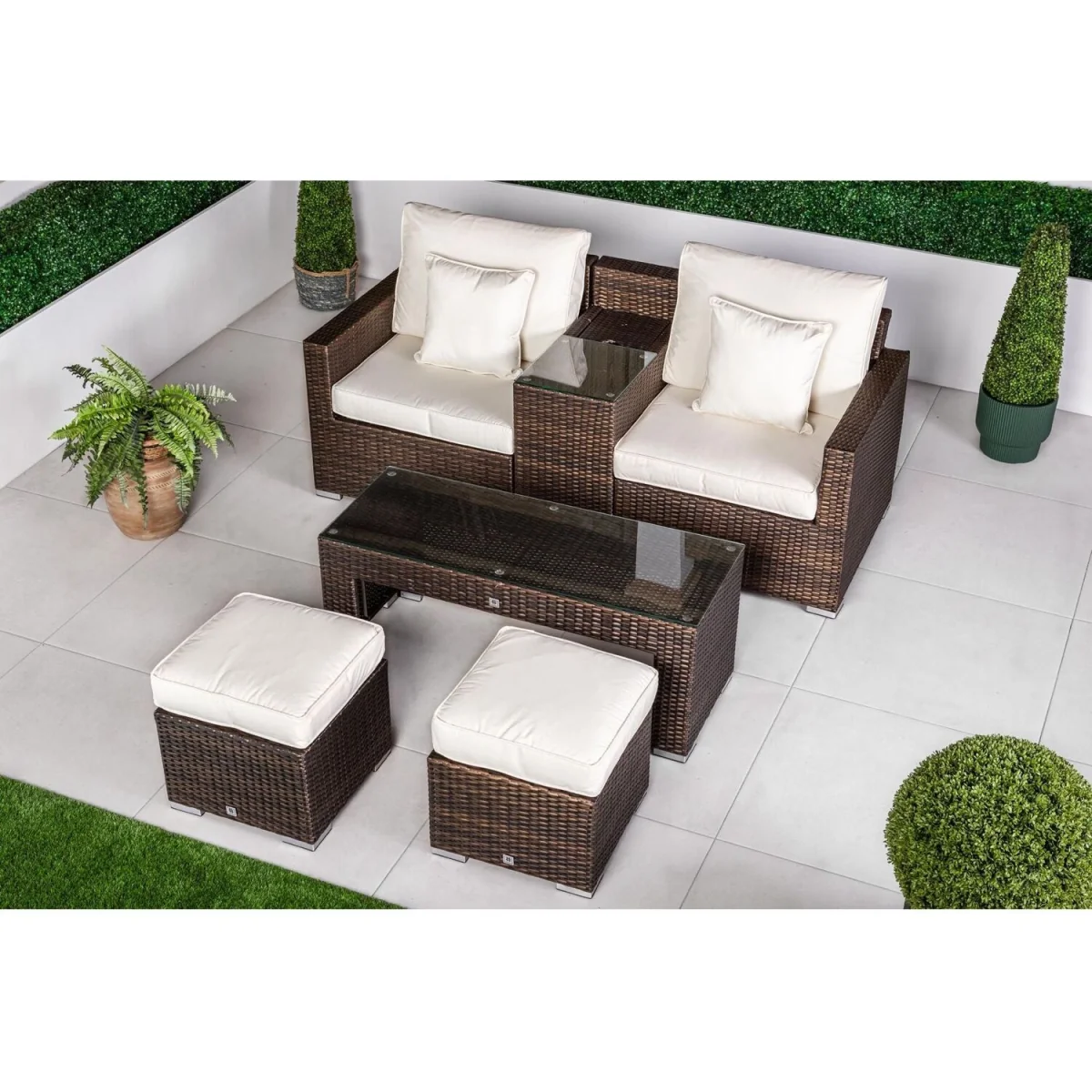 Havana Modular Sofa Rattan Garden Balcony Furniture Set & 2 Stools - Grey – image 4