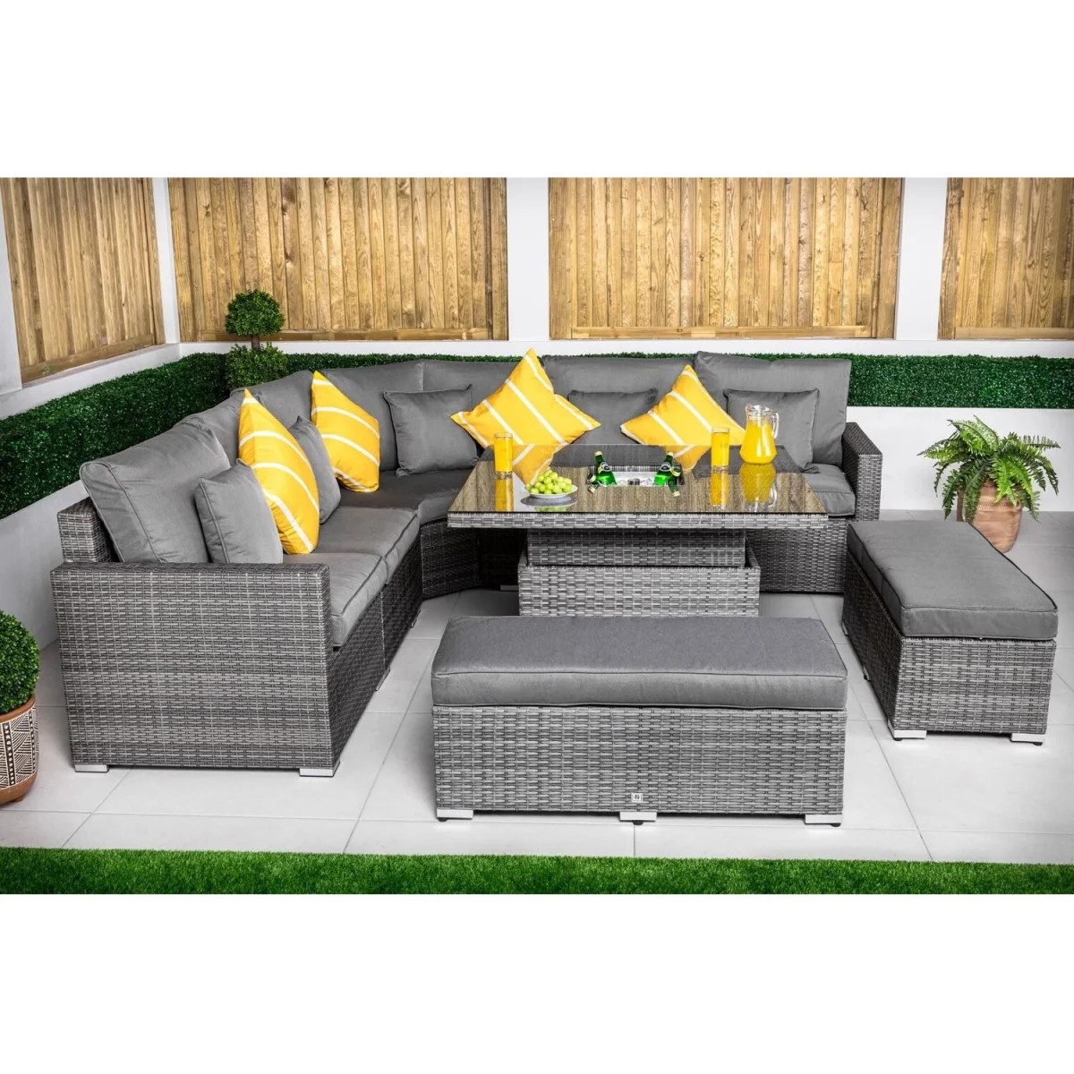 Santorini Ice Bucket Corner Sofa Rattan Garden Furniture - Grey – image 2