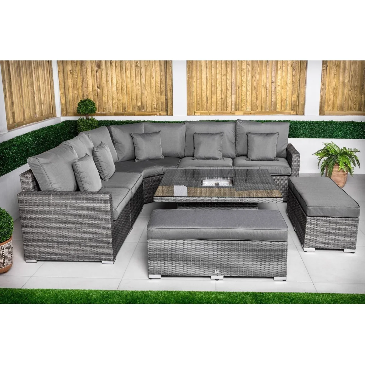 Santorini Ice Bucket Corner Sofa Rattan Garden Furniture - Grey – image 4